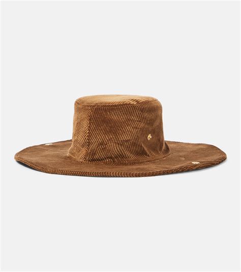 Logo corduroy cowboy hat in brown 